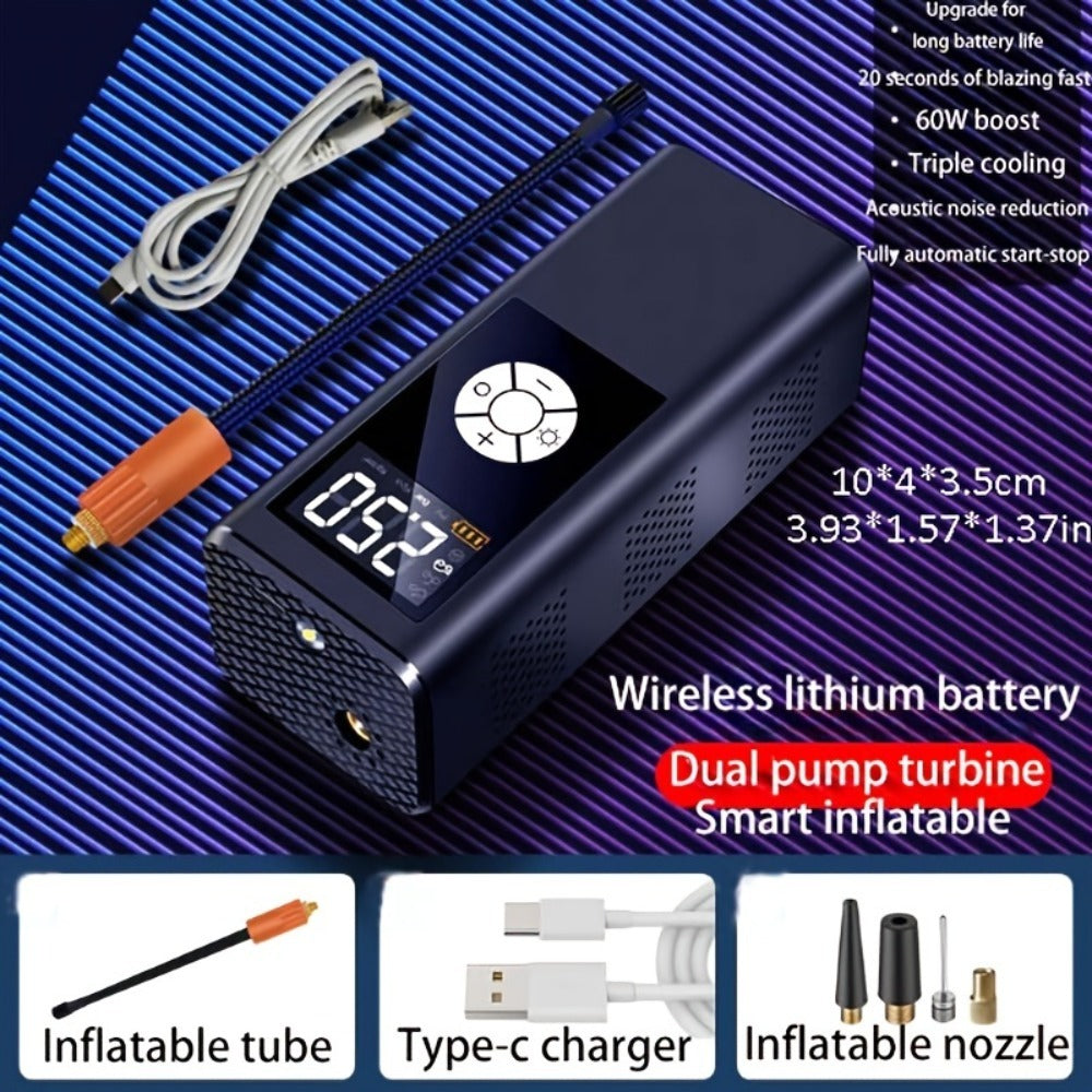 Wireless Car Inflatable High-power Portable Intelligent Digital Display Inflatable Treasure Multi-function Wireless Charging