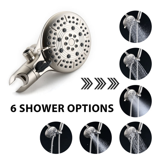 Classic High Pressure Single Handle 6-Spray Patterns Rain Shower Head With Handheld Shower  Valve Included