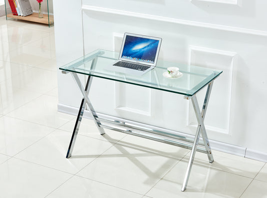 Glass Computer Desk, Transparent Tempered Glass Laptop Table With Rounded Edges Desks, Sofa Table