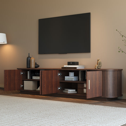 70-inch Modern TV Stand For TVs Up To 80 Inches For Living Room, Media Entertainment Center With Ample Storage & Cured Corners