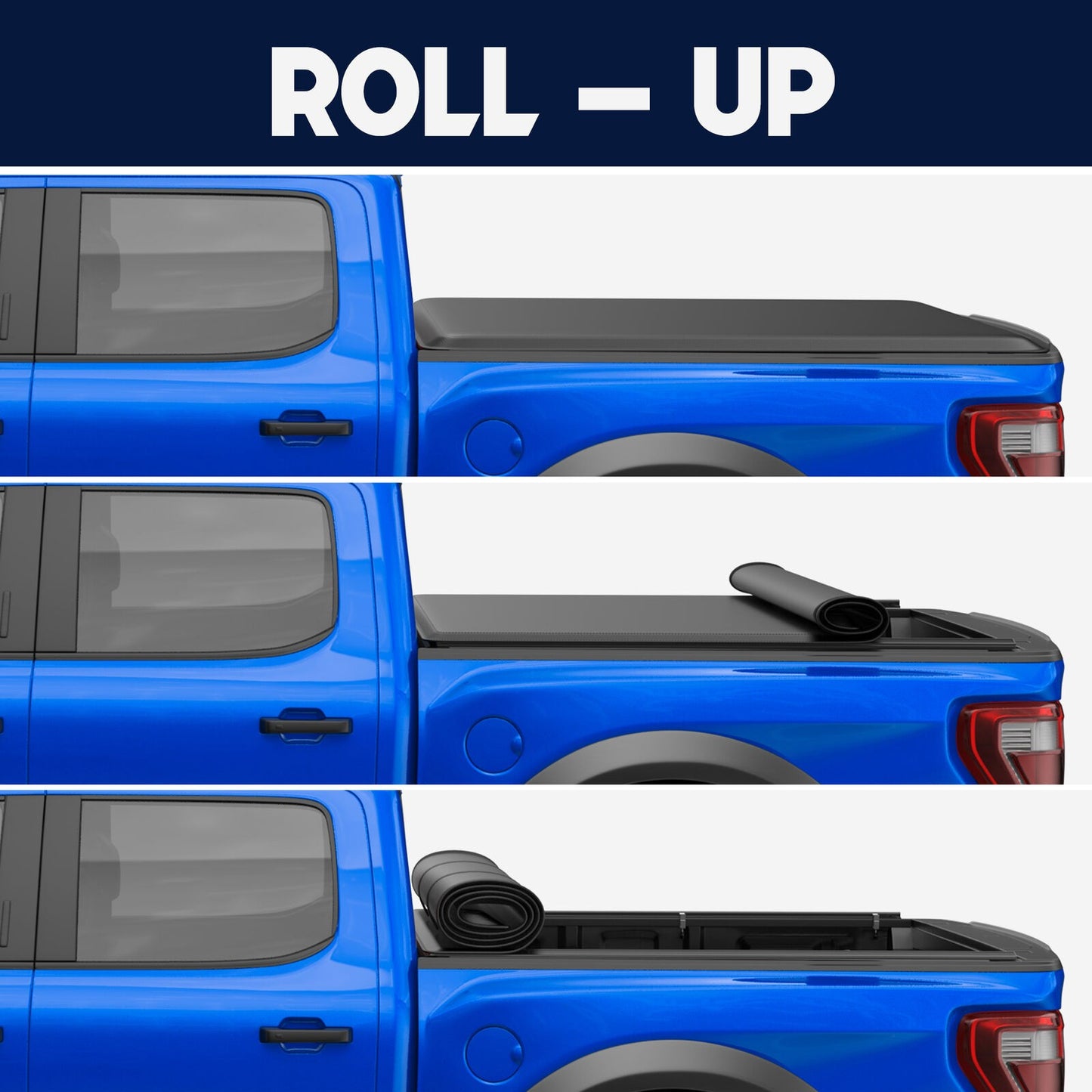 6.6FT Soft Roll Up Truck Bed Tonneau Cover For 14-18 Chevy Silverado GMC Sierra--A86315-M44200S