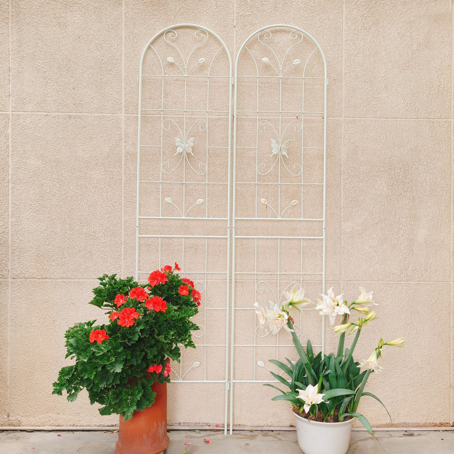 4 Pack Metal Garden Trellis 86.7  X 19.7  Rustproof Trellis For Climbing Plants Outdoor Flower Support Cream White