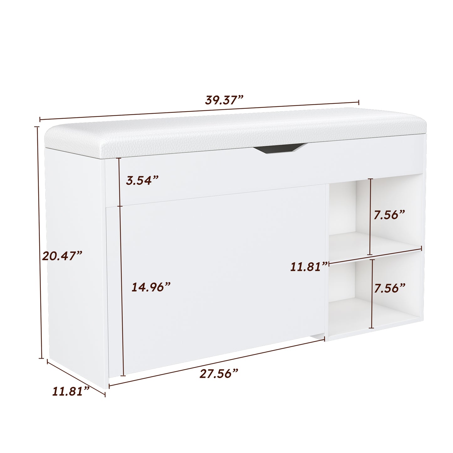 Entryway Bench With Shoe Storage,Adjustable 3-Tier Flip-Up Drawers & Hidden Cabinet,Space-Saving Shoe Organizer,Triple Storage And Modern Design,for  Hallway And Living Room,White