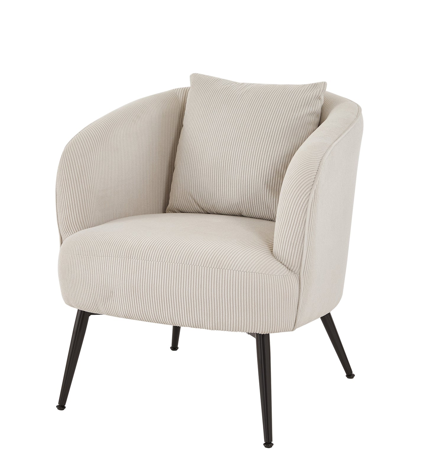 Velvet Accent Chair With Pillow, Modern Upholstered Armchair With Metal Legs, Comfy Barrel Chair For Living Room Bedroom