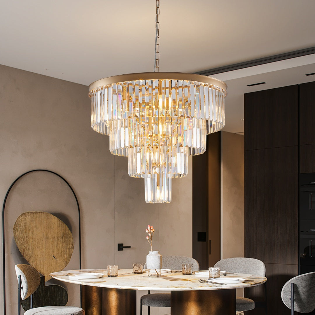 24  Contemporary Crystal Modern Chandeliers Crystal Ceiling Chandelier 4 Tier Golden Chandelier Lighting For Dining Room Living Room Bedroom  Bulbs Not Included