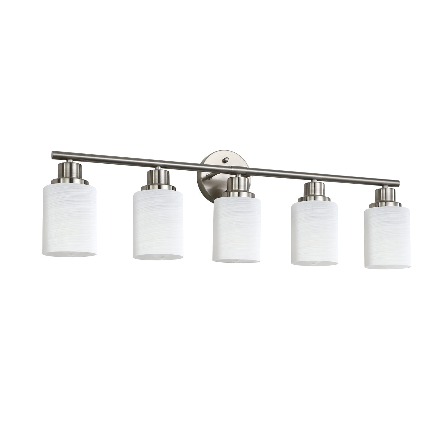 31 Modern 5-Light Vanity Wall Sconce, Brushed Nickel Finish With Frosted Glass Shades For Bathroom Or Hallway Lighting  No Bulbs