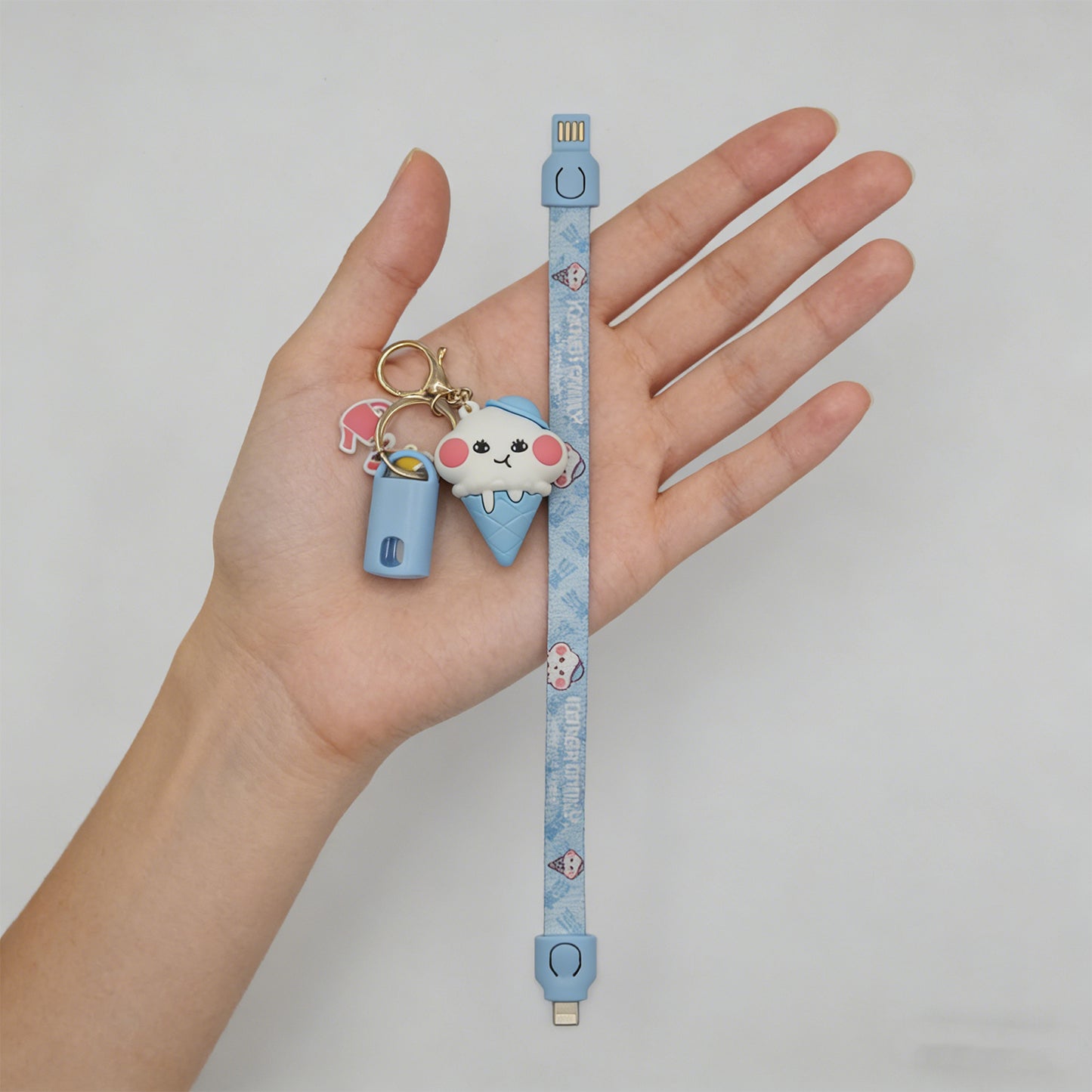 Animal Keychain  Charging Cable-Blue
