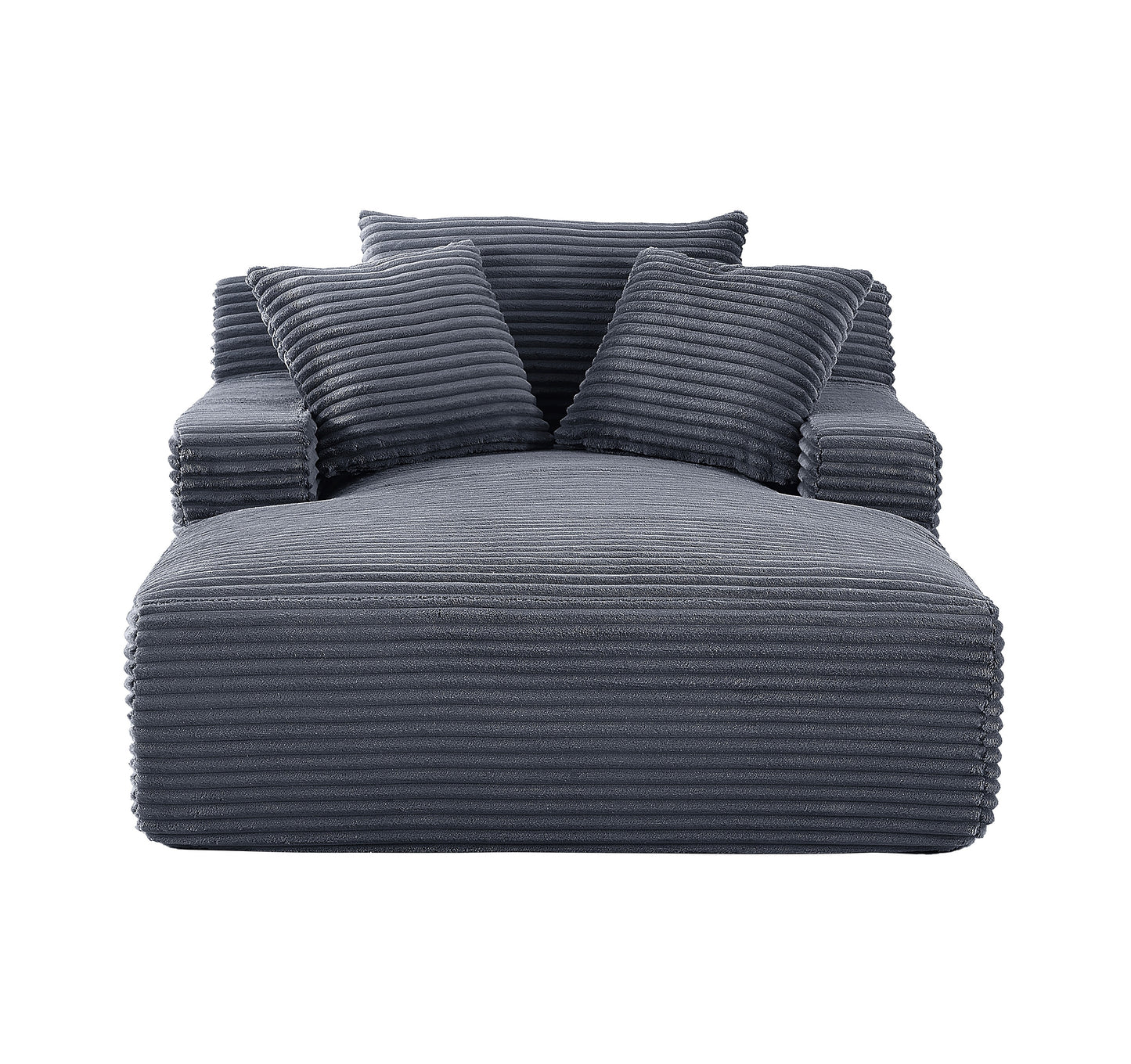 Cloudline Oversized Chaise Lounge Chair In Soft Corduroy, Modern Comfy Couch With Full Foam Cushioning, Cozy Sleeper Sofabed For Living Room, Bedroom, No Assembly Required, Grey