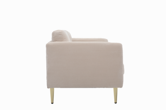 60.63   Wide Modern Corduroy Loveseat, Plush Upholstered Cushions, Solid Wood Frame, Compact Living Room And Apartment Furniture