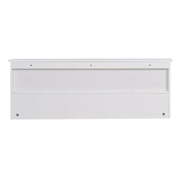 White Entryway Wall Mounted Coat Rack With 4 Dual Hooks Living Room Wooden Storage Shelf