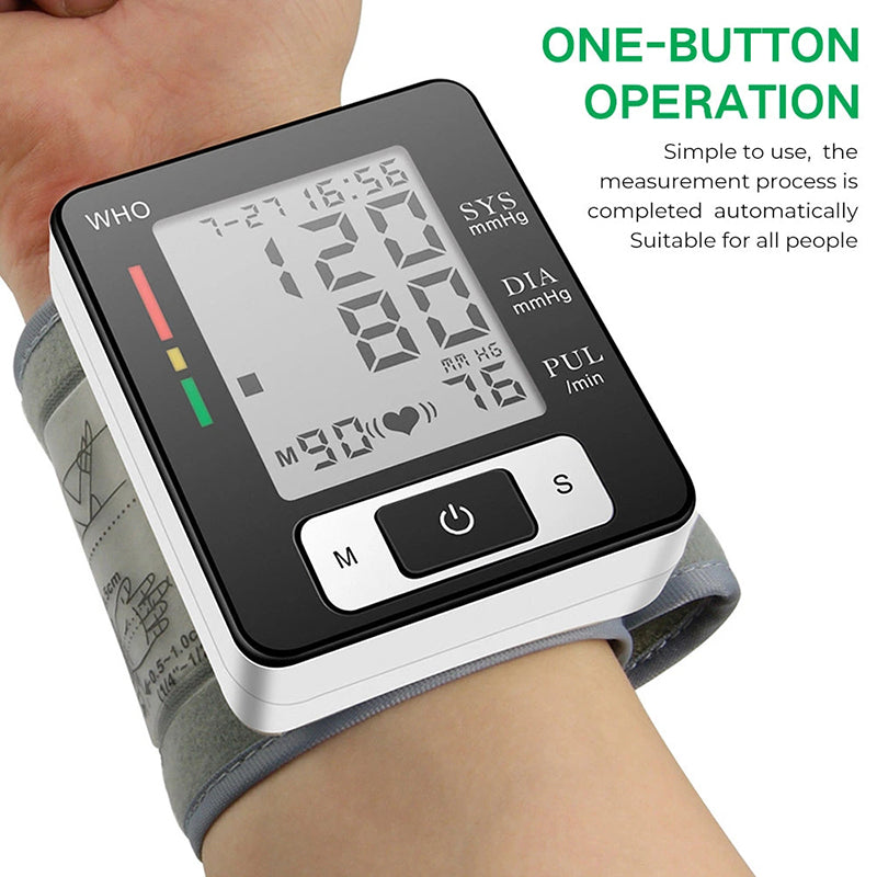 Wrist Blood Pressure Machine With Adjustable Wrist Cuff & 90 Reading Memory For Home & Clinical & H