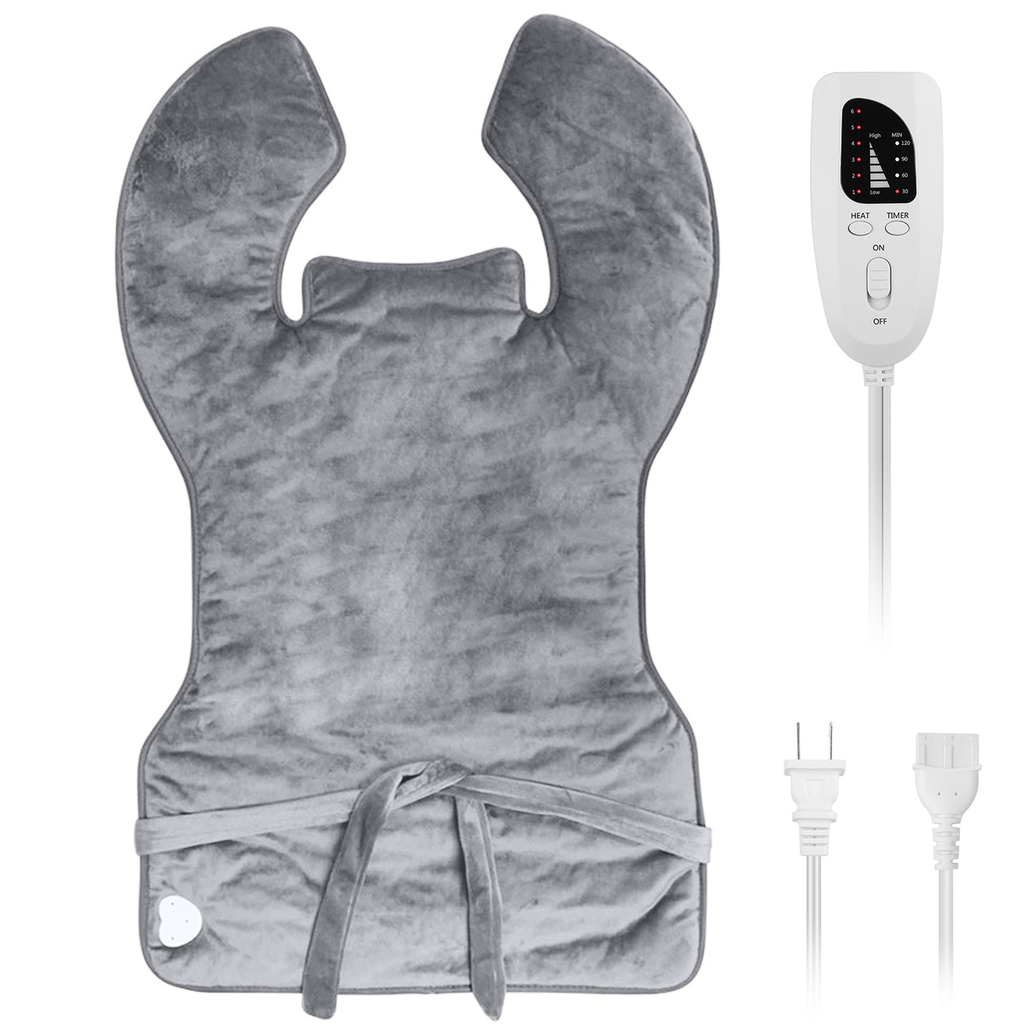 1Pc 36.6x22in Electric Heating Wrap For Neck Shoulder Fast Heating Pad Mat Heated Neck Wrap For Back Pain Relief With 6 Temperature Settings 4 Timer Modes Machine Washable For Valentines Day Gift