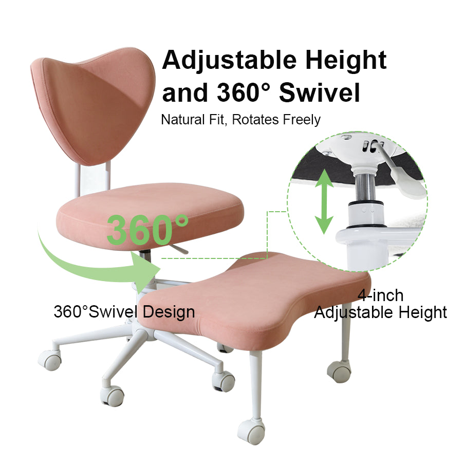 Meditation Chair, An Ergonomic Cross-legged Seating Chair With Lumbar Support And A Height-adjustable Seat Cushion, Ideal For People Engaged In High-intensity Office Work. PINK