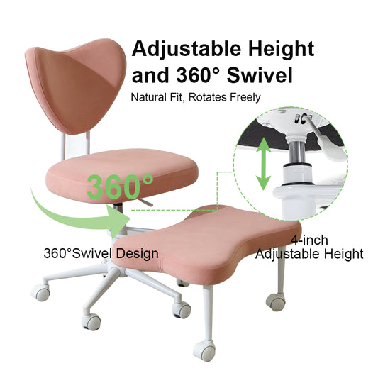 Meditation Chair, An Ergonomic Cross-legged Seating Chair With Lumbar Support And A Height-adjustable Seat Cushion, Ideal For People Engaged In High-intensity Office Work. PINK