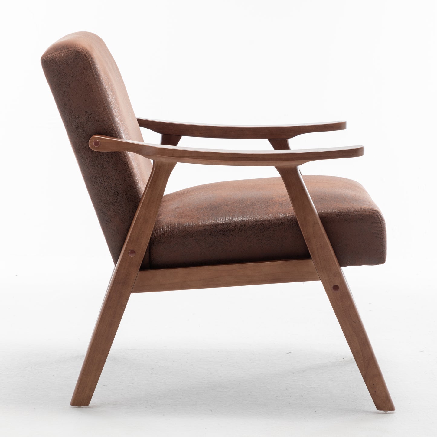 Accent Chair With Microfiber Upholstery And Solid Wood Frame, Classic Mid-Century Modern Living Room Furniture For Extra Seating, Brown