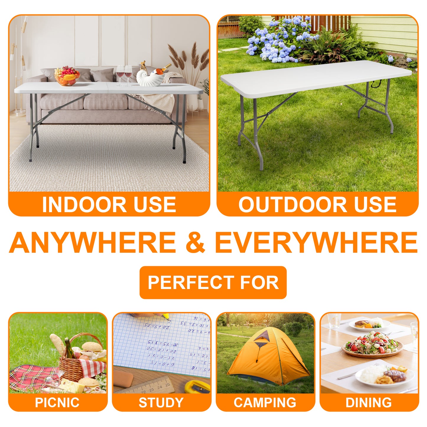 Folding Table 6ft Heavy Duty Portable Table
