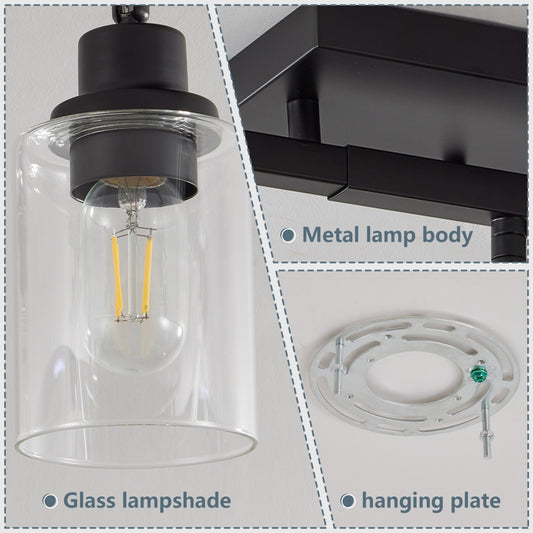 5-lamp Track Lighting Kit, Black Track Lighting Fixtures, Bathroom Wall Lights, Ceiling Mounted Kitchen Track Lights  Excluding Bulbs
