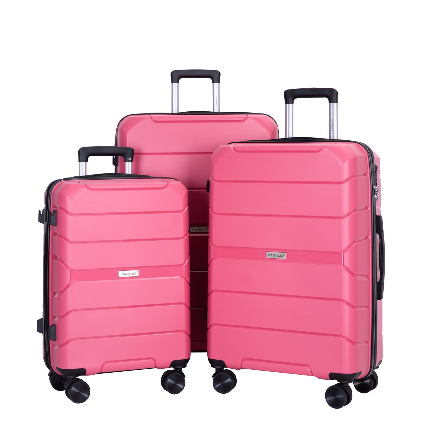 Hardshell Suitcase Spinner Wheels PP Luggage Sets Lightweight Durable Suitcase With TSA Lock,3-Piece Set   20  24  28   ,Rose