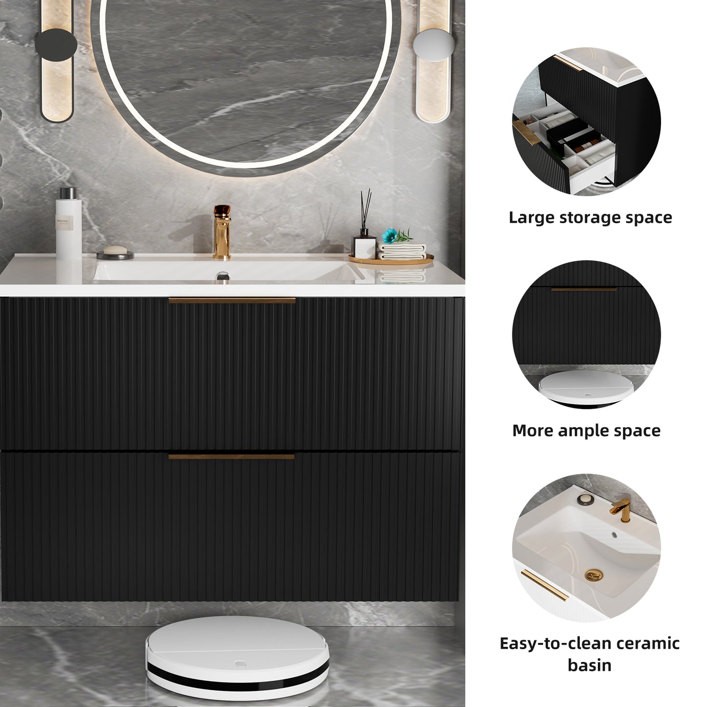 090 Cabinet Black Without Sink