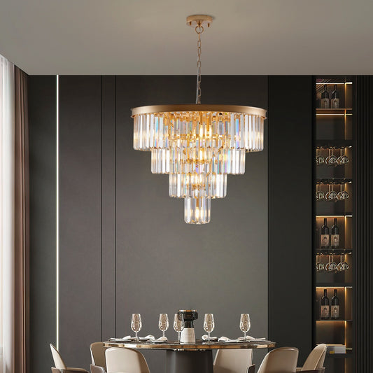 24  Contemporary Crystal Modern Chandeliers Crystal Ceiling Chandelier 4 Tier Golden Chandelier Lighting For Dining Room Living Room Bedroom  Bulbs Not Included