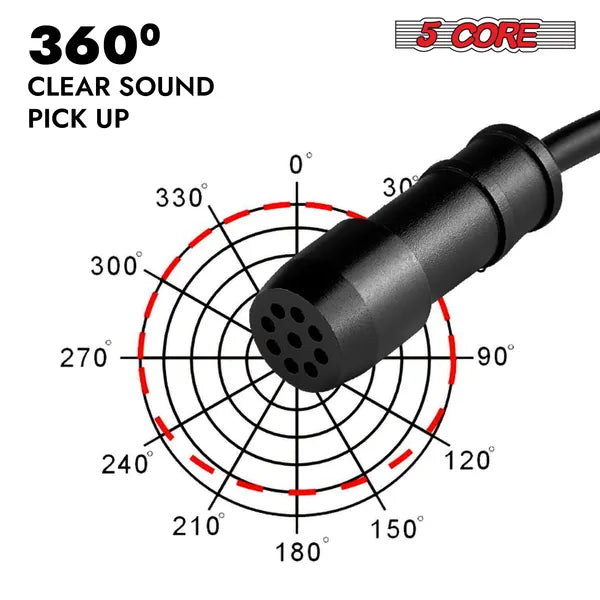 5 Core Professional Omnidirectional Lavalier Microphone 3.5mm Clip-On Lapel Mic For Smartphone DSLR Camera PC Interview Video Camcorders Audio Recorder Cm 001