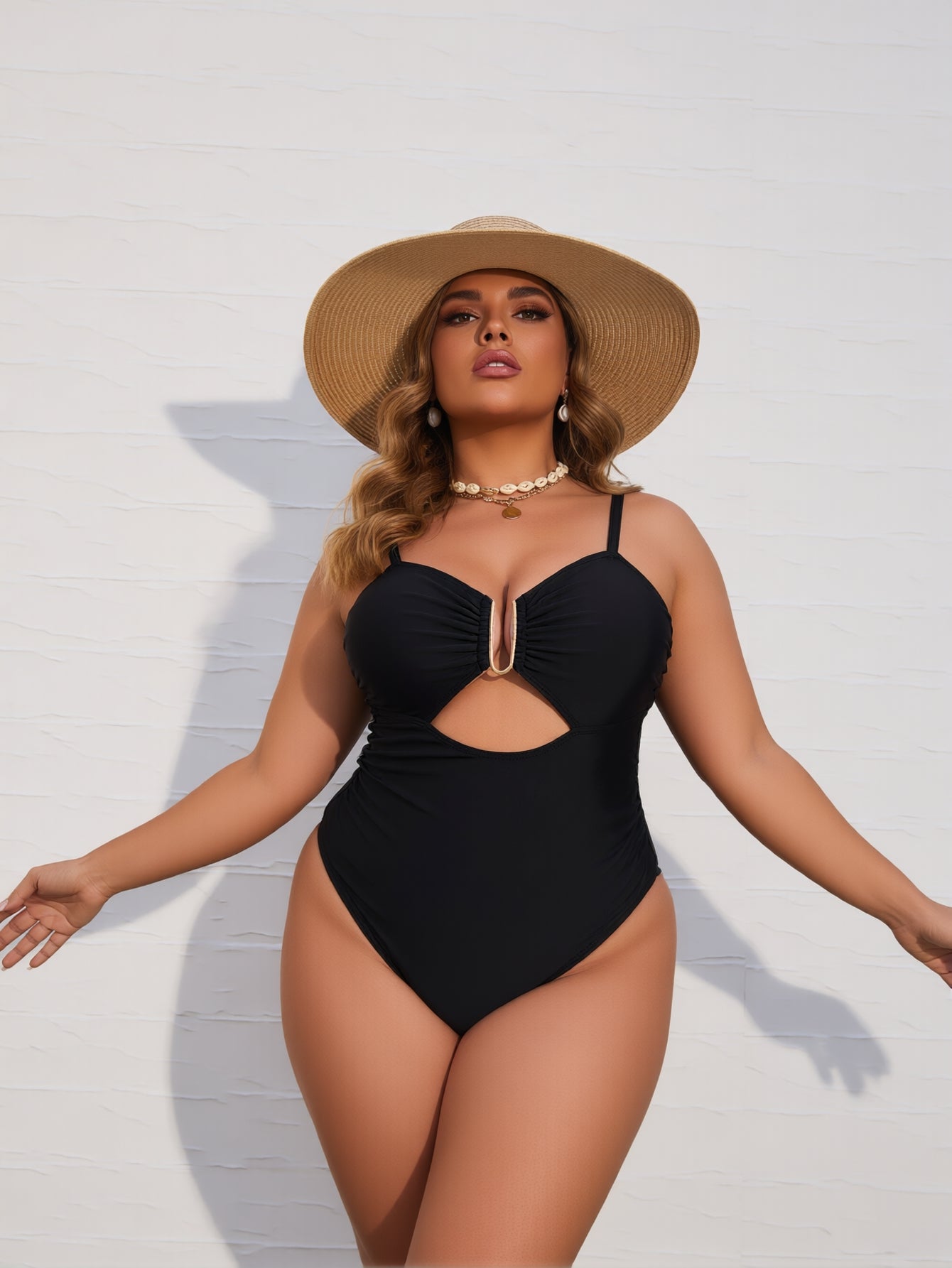 New Elegant And Fashionable Women's StyleWomen's Swimsuit For Beach Vacation Stylish One Piece With High Neck And Adjustable StrapsBeach Tankini--KA-P794-01