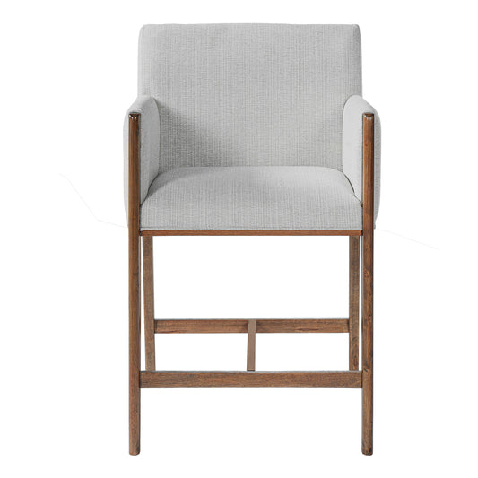 24 Seat Height Upholstered Counter Stools With Arms For Kitchen Island Dining Room, Set Of 2