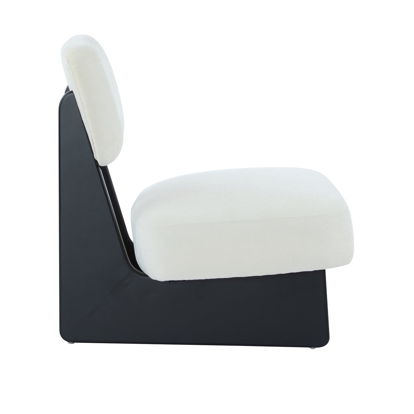 Modern Beige Lounge Chair With Polyester Upholstery, Sturdy Wood Base With Black Finish, Minimalist And Stylish Accent Seating For Living Room, Bedroom, Or Office
