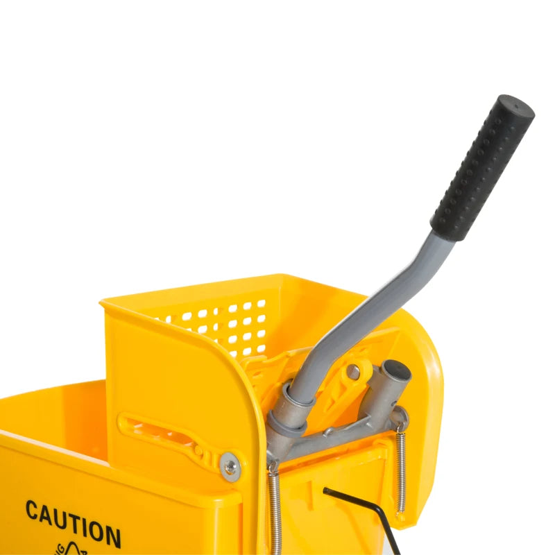 Compact Mop Bucket With Wringer, Mop Bucket On Wheels, 21 Quart, Separate Dirty And Clean Water, Yellow