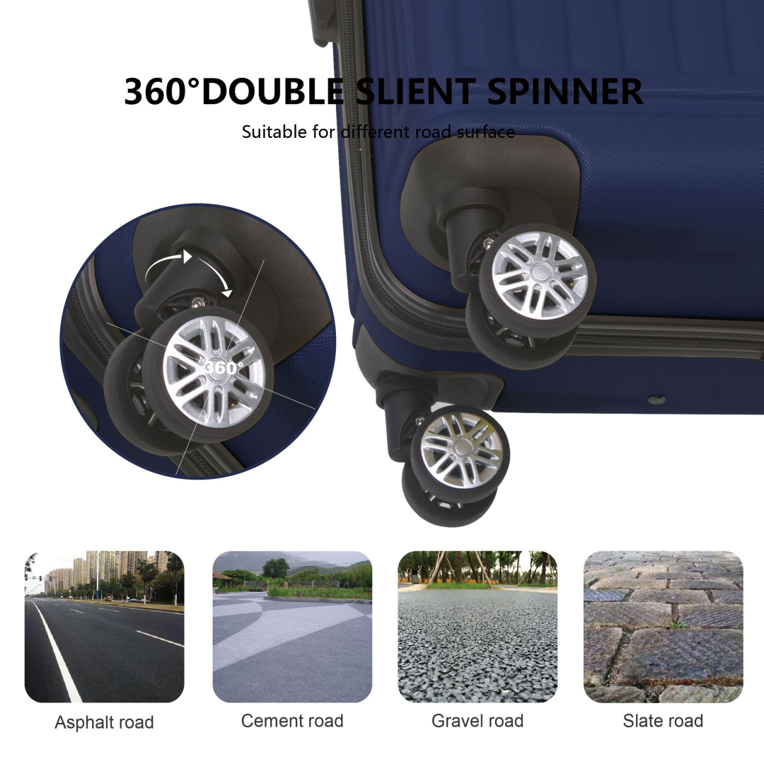 Blue 3-Piece Premium ABS Luggage Set-20, 24, And 28 Suitcases With Multi-Position Handle, Silent Spinner Wheels, And TSA-Approved Lock-Durable, Stylish, And Spacious Travel Gear