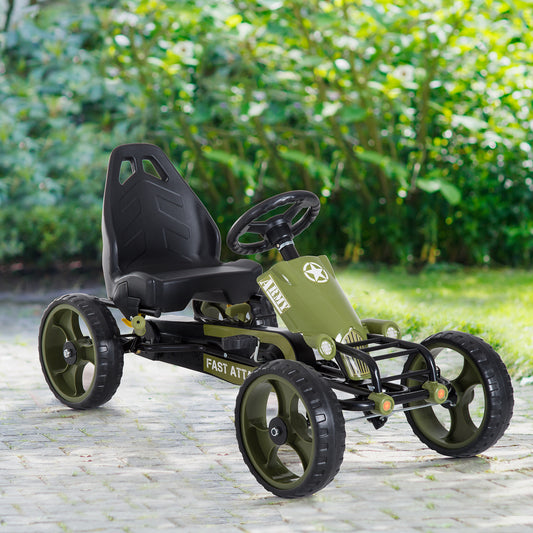 Pedal Go Kart For Kids With Adjustable Seat For 3-6 Year Old Boys And Girls, Green