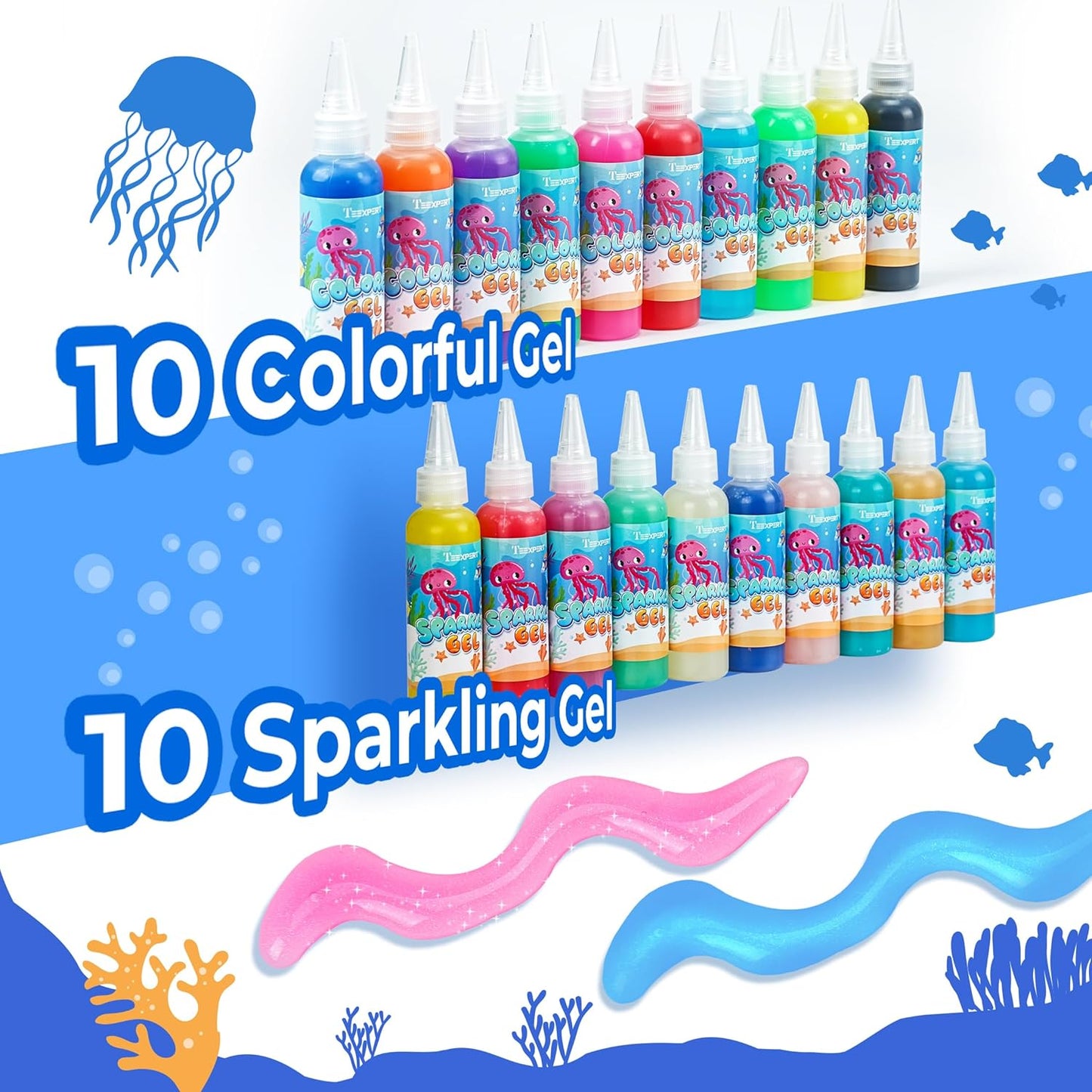Magic Gel Water Pet Slow-Rebound Toy Set - 20 Types Of Gel, 5 Molds - DIY Crafts For Kids 3, Birthday Party Gifts