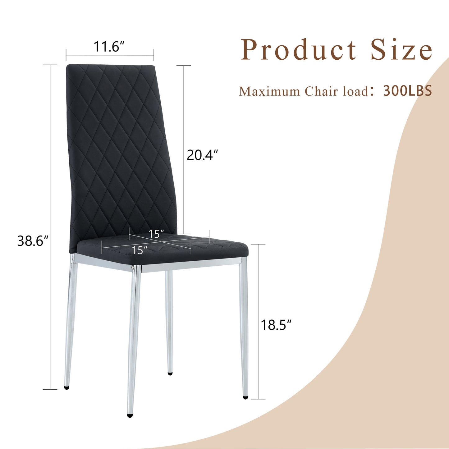 Modern Style Dining Chairs Set Of 4 In Black, Essential For Minimalist Homes.Meeting Family Dining Needs,PU Material Seat,Silver Metal Legs,Blending Into Various Home Environments.W1151107272