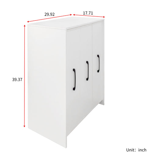 Bookcase With Three Pulled Out Doors Shelving Cabinet,3 Tier Floor Standing Bookcase,Slide Out Storage Bookcase File Cabinet,Office Bedroom Living Room Hidden Storage Cabinet With Wheels