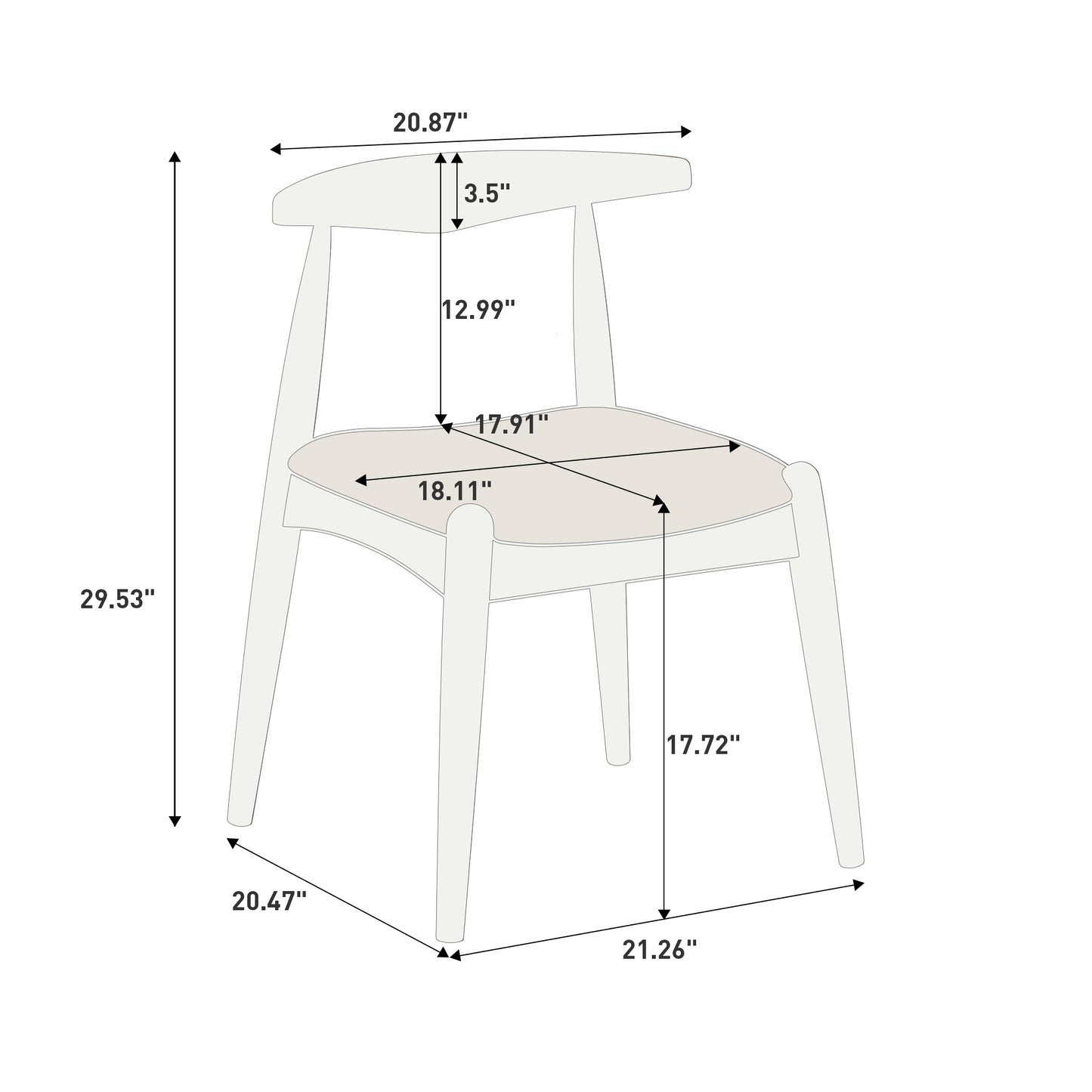 Video  Set Of 2 Rubberwood Dining Chairs, Ergonomic Backrest & Faux Leather Upholstery, Natural Light Gray