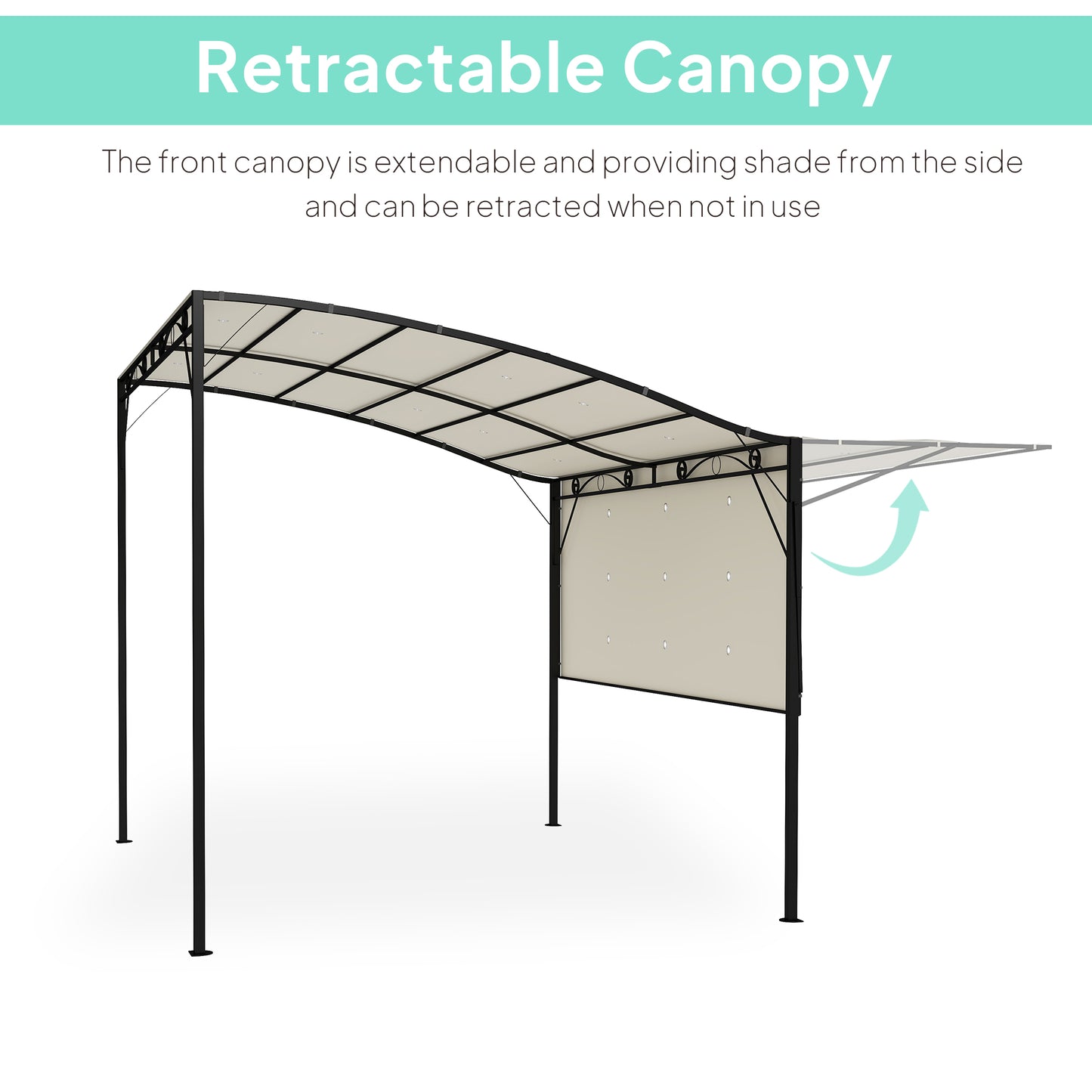 10' X 8' Outdoor Pergola And Patio Gazebo For Garden, Camper, Deck, Doors And Windows, Cream White