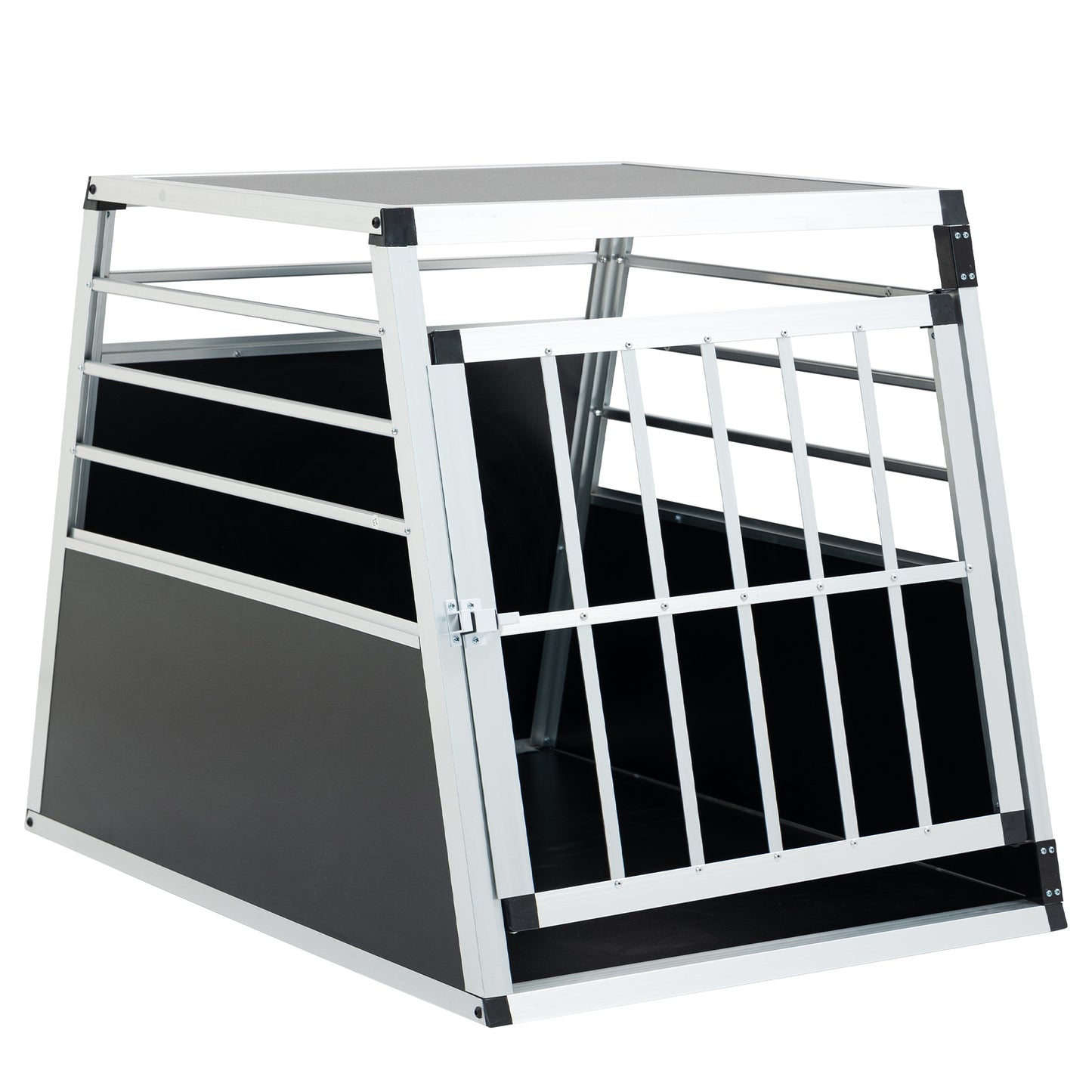 Aluminum Transport Box 35 X25 X 27 In, Aluminum Car Transport Box Travel Transport Box For Dogs And Cats, Black And Silver