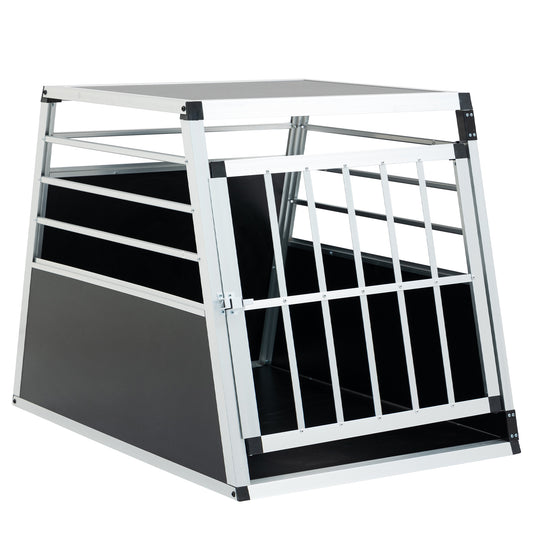 Aluminum Transport Box 35 X25 X 27 In, Aluminum Car Transport Box Travel Transport Box For Dogs And Cats, Black And Silver