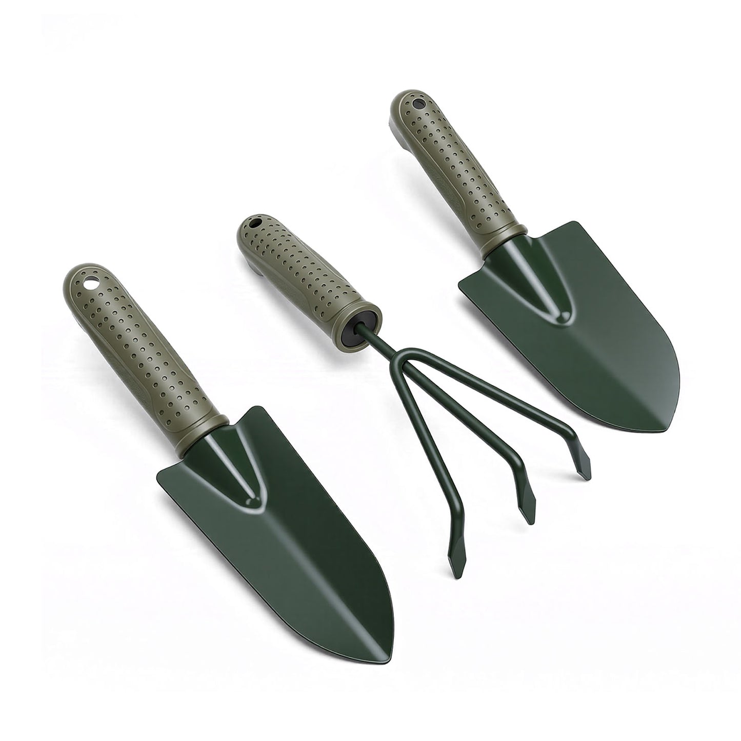 Garden Tool Set Ergonomic Handle Wide And Narrow Shovel 3 Prong Rake With Storage Bag For Gardening