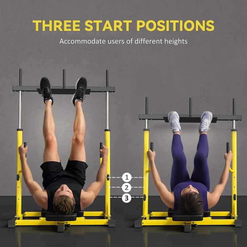 Soozier Vertical Leg Press Machine With Adjustable Leg, Back, And Head Positions, 1 Standard Plate Compatible, Yellow