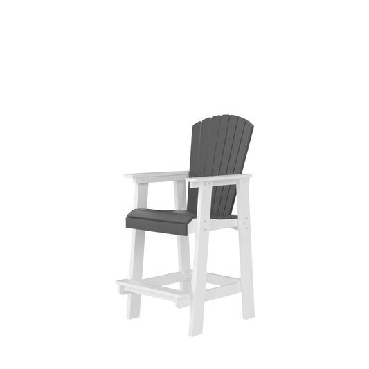 HDPE Bar Chair, Outdoor Tall Adirondack Chairs Set Of 2, Patio Bar Stool Chair With High Back White   Gray, Set Of 2