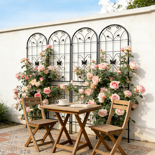 2 Pack Metal Garden Trellis 86.7  X 19.7  Rustproof Trellis For Climbing Plants Outdoor Flower Support Black