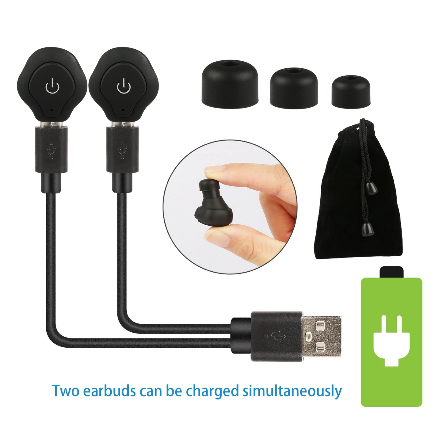 1 Pair True Wireless Earbuds CSR V4.2 In-ear Stereo Headsets IP44 Waterproof Apt-X TWS Headphones Noise Cancelling With Mic For Business Driving Walking