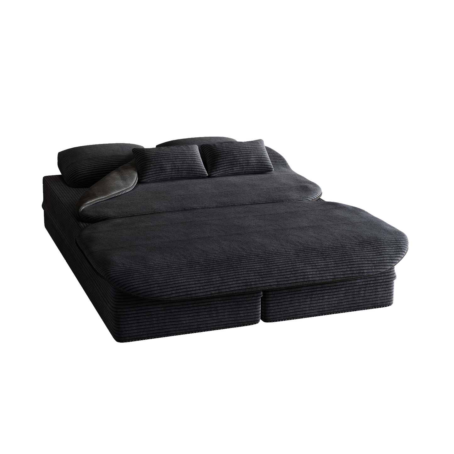 75  2-in-1 Foldable Sofa,Convertible Sleeper Foam Sofa Bed With Multi Functional Blanket, Corduroy Floor Folding Sofa Bed,  Floor Sofa Lounge Sofa For Living Room Bedroom Lounge Studio
