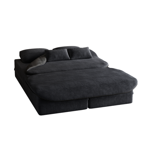 75  2-in-1 Foldable Sofa,Convertible Sleeper Foam Sofa Bed With Multi Functional Blanket, Corduroy Floor Folding Sofa Bed,  Floor Sofa Lounge Sofa For Living Room Bedroom Lounge Studio