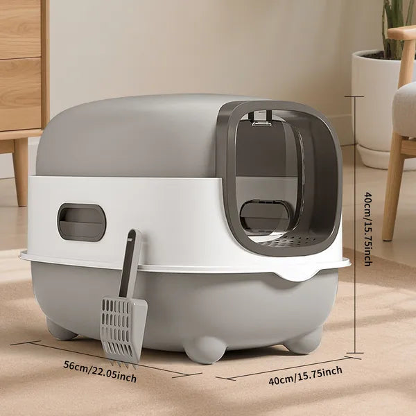 High-Capacity Enclosed Cat Litter Box & Odor-Lock, Scratch-Resistant, Ideal For US Households