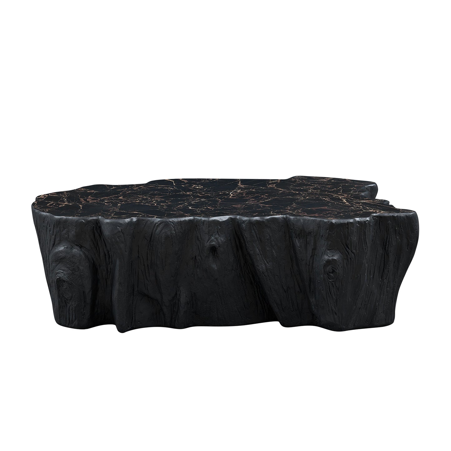 48.62 Inch Unique Shape Coffee Table Sturdy Fiberglass Tea Table For Living Room No Need Assembly  Black