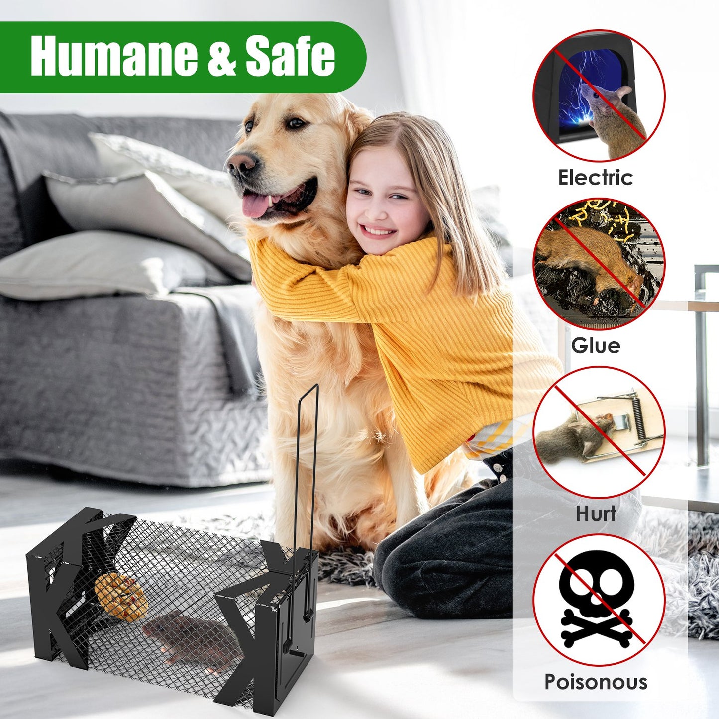 2Pcs Rat Traps Humane Live Mouse Cage Easy To Catch And Release For Voles Rats Mice Rodents Hamsters Reusable Indoor Outdoor Use