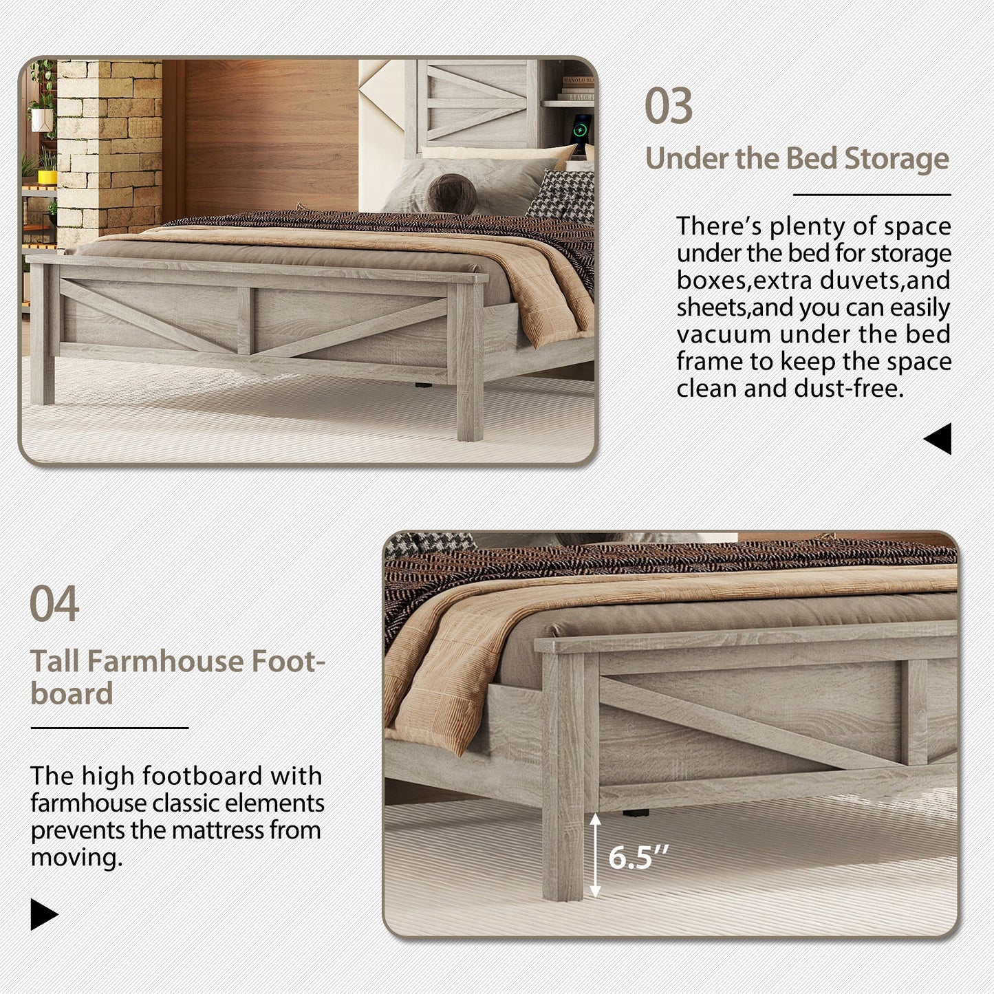 3-Pieces Bedroom Sets Full Size Farmhouse Platform Bed With Double Sliding Door Storage Headboard And Charging Station, Storage Nightstand And Dresser, Antique Gray Old SKU HL000091AAG