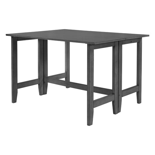 TOPMAx Farmhouse Wood Extendable Dining Table With Drop Leaf For Small Places  Gray
